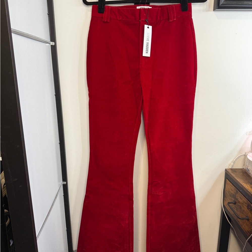 Size XS Steve Madden red velvet flare Harlow Pant